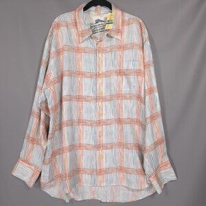 NWT Tommy Bahama 100%‎ LINEN Men's Shirt Size XL WATERMARK Plaid LS ALFRESCO